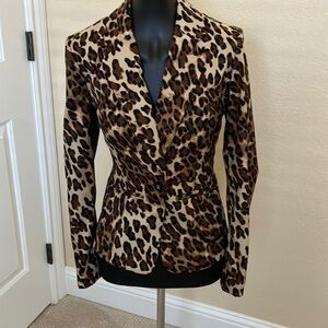 Multicolored Leopard Print Blazer with single button closure